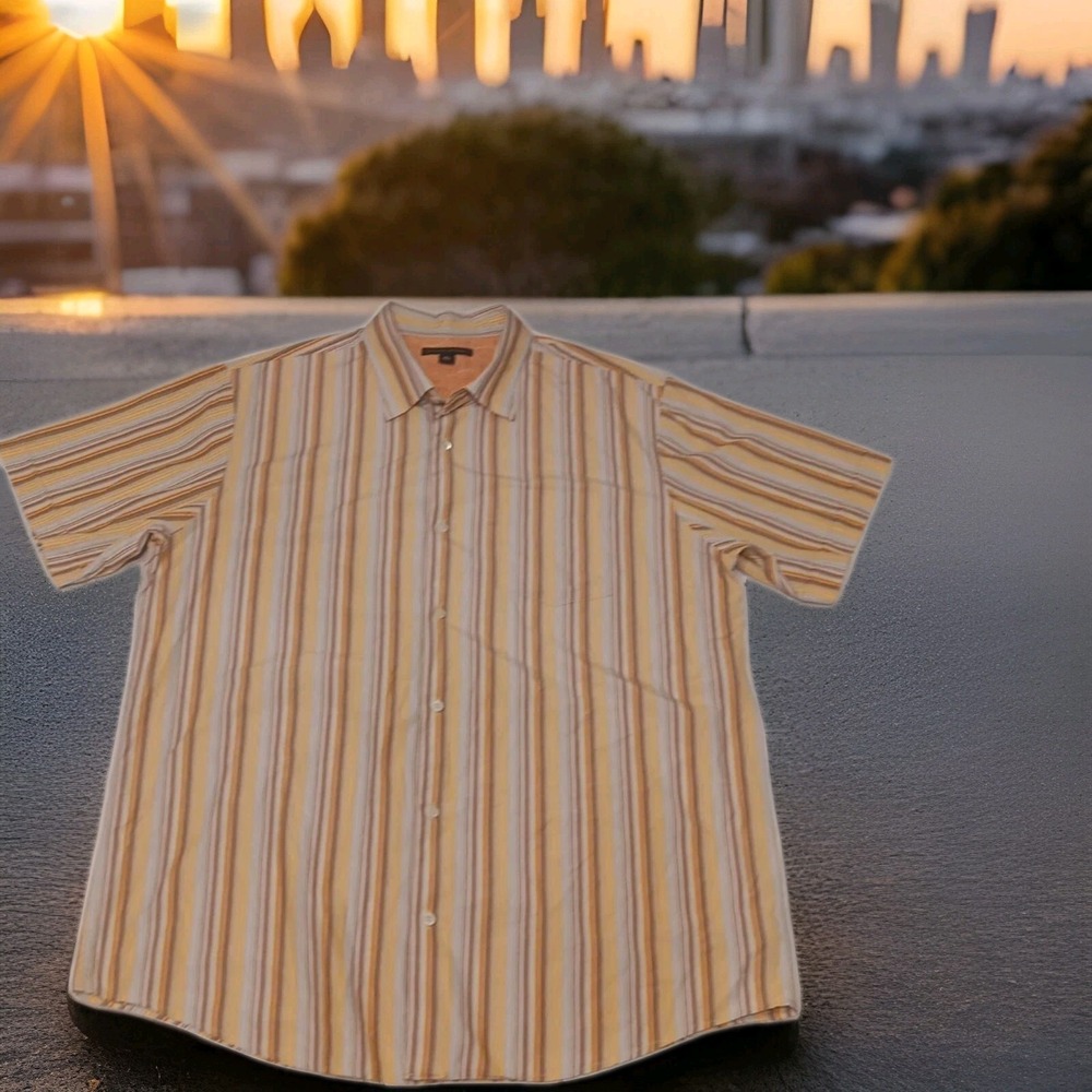 Banana Republic Mens Short Sleeve Button Down Shirt Stripped- Size XL‎ A5